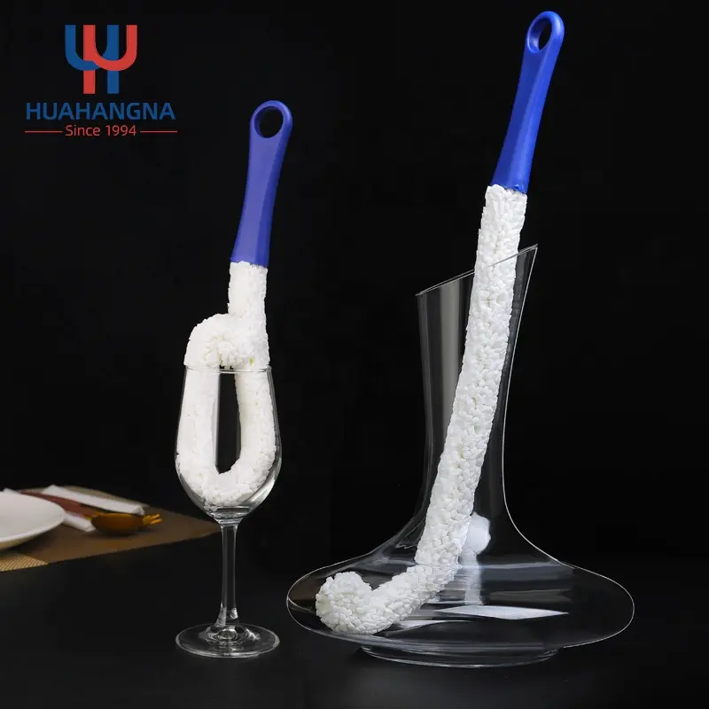 Wine Accessories Free Bending Cup Brush Scrubber Soft Foam Tipped Wine Mouth Bottle Glass Decanter Washing Brush for Goblet Cup