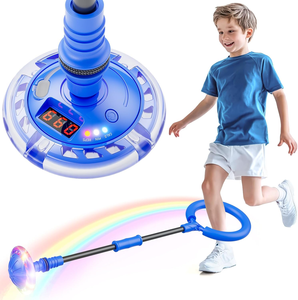Balle de saut pour enfants, 3 modes amusants, roue lumineuse clignotante, compteur numérique LED, batterie remplaçable, jeu d'extérieur amusant pour filles - Product Image 1