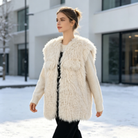 Gilet en laine bouclée simple pour femme, sans manches, mi-long, en polaire épaisse, couleurs et tailles personnalisables