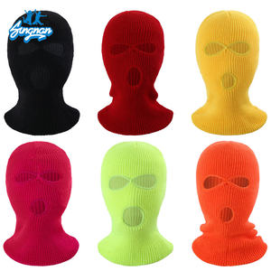 ピンクカラー冬の暖かいファッションニット3穴スキーマスク刺繍デザインカスタムニットバラクラバマン - Product Image 6