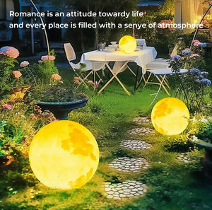 Lampes de jardin LED étanches IP65 à alimentation CC, décorations de pelouse en forme de lune 3D, lampes de sol en gros - Product Image 3