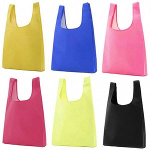 Sac de courses promotionnel personnalisé, portable, imperméable, réutilisable, pliable, type T-shirt, en forme de pochette - Product Image 6