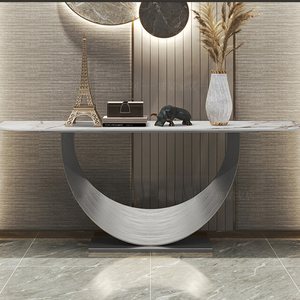 カスタムコンクリート光沢金属ブラシ付きポーチミラーコンソールテーブル壁装飾廊下テーブル - Product Image 3