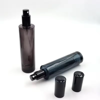 Bouteille en plastique PET ambré givré à épaules plates, entièrement noire, 100ml/120ml, forme cylindrique, pour sérum, shampoing, masque facial, avec pompe