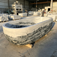 Baignoire en marbre gris haut de gamme, style rétro, en pierre massif sculptée, pour adultes, idéale pour villa et intérieur