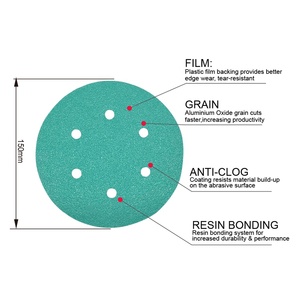 Disques de ponçage à dos en film vert avec fixation auto-agrippante de 150 mm - Product Image 5