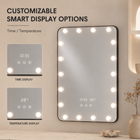 Miroir de maquillage LED Holly Wood pour salle de bain, à intensité variable, 3 couleurs, commande tactile, fonction mémoire, Bluetooth, à poser ou à fixer au mur