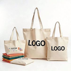 Sacs fourre-tout en coton imprimés personnalisés, grands sacs en toile à marque privée, sacs de courses réutilisables avec logos - Product Image 1