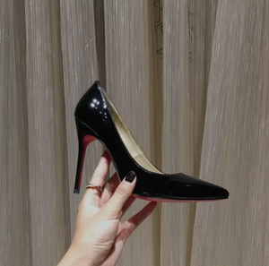 Scarpe di Design Kate 120, Scarpe Classiche a Punta Nere, Eleganti Scarpe da Donna con Suola Rossa, Tacchi Alti con Plateau - Product Image 5