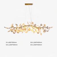 Lustre PM Luxury Ginkgo Leaf, branches dorées, feuilles blanches, lampe suspendue linéaire pour salle à manger, décoration de salon, lampe longue suspendue