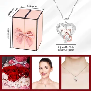 Boîte à bijoux en forme de <span class=keywords><strong>rose</strong></span> éternelle AYOYO OEM 2026, collier, bracelet, cadeau pour la fête des mères, pour la Saint-Valentin - Product Image 4