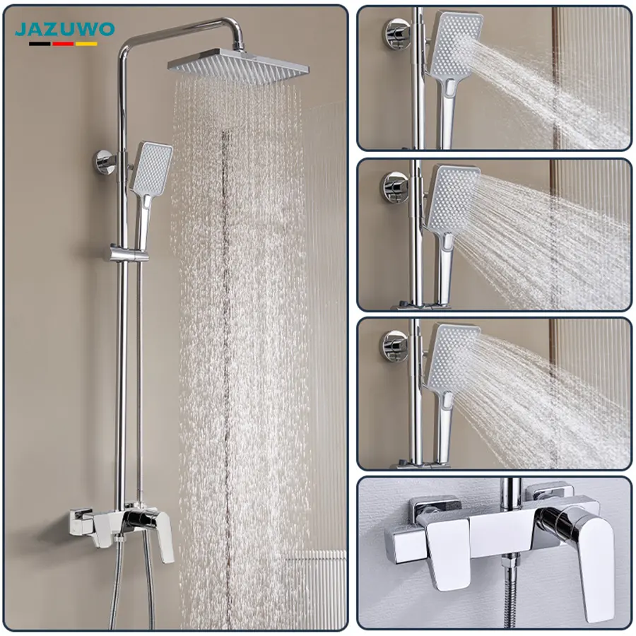 Shower hujan termostatik murah, Shower Set krom untuk kamar mandi dengan 360 kepala Shower