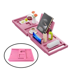 Plateau de bain extensible en bambou réglable de luxe avec porte-livres et porte-vin, nouvelle conception, pour baignoire - Product Image 4