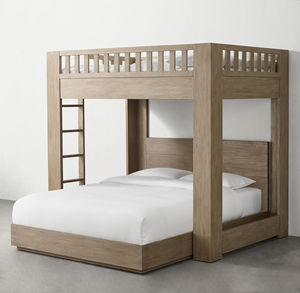 Meubles de chambre à coucher modernes en chêne massif, lit double confortable, tiroirs, lit superposé avec échelle, design personnalisable, fabrication professionnelle - Product Image 3