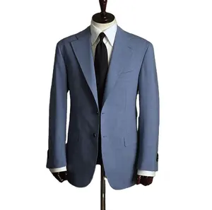 2 peça mais recente design bespoke homens empoeirados azul único breasted 2 botões de chifre terno