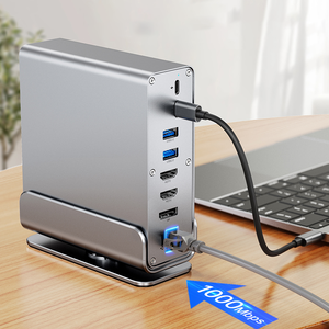 15合1通用USB C扩展坞100W PD充电端口三重显示双4k，1000Mbps适用于视窗苹果专业版 - Product Image 5