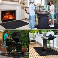 Tapis de protection de sol multi-tailles en fibre de verre et silicone ignifuge pour barbecues à gaz et à charbon de bois, noir, portable, résistant à la chaleur