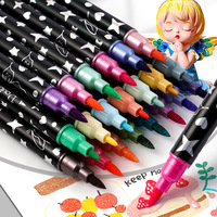 Marqueur acrylique double pointe Baiyi Stationery, effet nacré scintillant, pour enfants et étudiants, peinture aquarelle, carnet de notes.