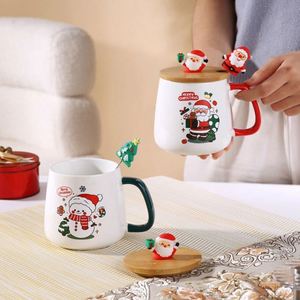 Festive Custom Ceramic Coffee Mug <b>Gift</b> <b>Set</b> With Wooden Lid Wholesale Holiday Drinkware 301 400ml Christmas <b>Gifts</b> - Product Image 6