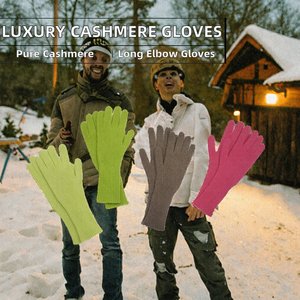 Gants en cachemire pur 100% côtelés, sans couture, multifonctionnels, longueur coude, pour l'hiver, voyage, luxe - Product Image 2