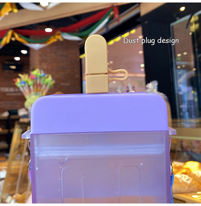 300ml thân thiện với môi chai nước bằng nhựa dễ thương Popsicle rơm cup dây đeo trực tiếp uống xách tay cho trẻ em - Product Image 6
