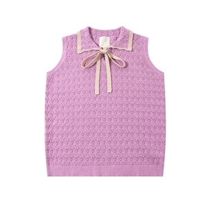 En stock: Conjunto de verano de algodón cepillado suave para niñas, <span class=keywords><strong>estilo</strong></span> pastoral KP, <span class=keywords><strong>con</strong></span> chaleco, suéter de punto <span class=keywords><strong>con</strong></span> cuello anudado, camisa, falda y pantalón. - Product Image 5