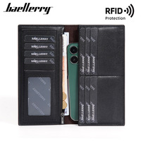 Baellerry dompet pria kustom ramping kasual panjang RFID tas uang dompet pria