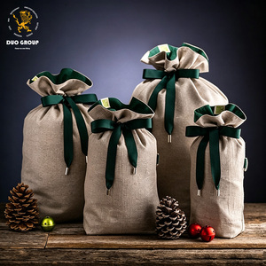 Sac cadeau personnalisé écologique à cordon <span class=keywords><strong>de</strong></span> serrage géométrique, emballage cadeau <span class=keywords><strong>de</strong></span> Noël, plusieurs tailles, sac cadeau pour vin - Product Image 4