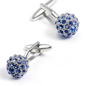 銅合金金メッキ丸型ブルークリスタルカフスボタン クラシック高級アクセサリー シャツ用フレンチカフス - Product Image 5