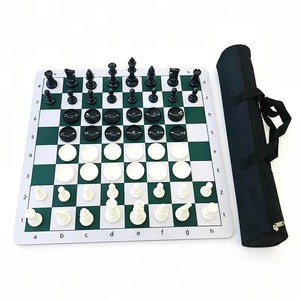 Juego de Ajedrez y Damas 2 en 1 Plegable de Plástico para Interiores con Tablero Enrollable y Piezas de Ajedrez de 95 mm de Altura, Venta al por Mayor - Product Image 1