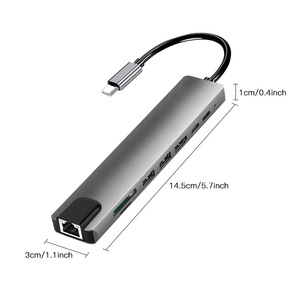 Estación de conexión 8 en 1 tipo C con puertos HDMI, SD, TF, USB 3.0 y RJ45 para portátil y teléfono móvil, hub de aleación de aluminio. - Product Image 4