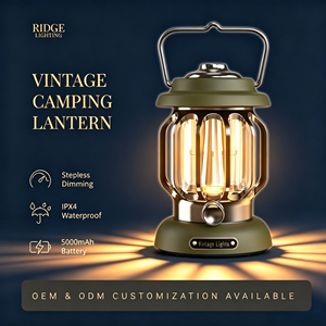 Lanterne de camping rétro RIDGE en gros, étanche IPX4, rechargeable Type-C, LED dimmable, ABS+Métal, garantie 1 an, personnalisable - Product Image 1