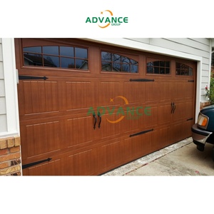 10x10 hiện đại điều khiển từ xa với cửa sổ chèn gỗ tùy chỉnh nhìn cắt nhôm bảng điều khiển cửa nhà để xe với kính - Product Image 1