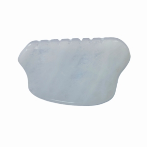 Pierre de massage Gua Sha en jade naturel blanc avec logo personnalisé et dents pour le visage - Product Image 5