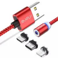 شحن مجاني الشحن RAXFLY 360 دوران Led كافو USB C كابيل بيانات Usb 3 في 1 شحن الكابلات 3 في 1 كابل كابل مغناطيسي 3 في 1