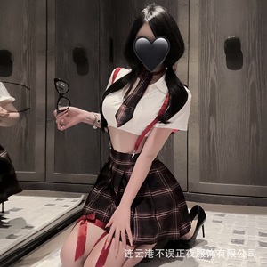 Sexy JK school uniform lingerie set for a seductive, no-undress look, perfect for late-night lingerie. (QQNY seductive pajamas) - Product Image 3