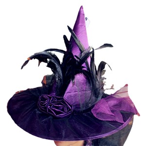 Sombrero de <span class=keywords><strong>bruja</strong></span> blanco y negro para el Carnaval Festival de fantasmas Baile Actuación de Halloween-Suministro de decoraciones para fiestas - Product Image 3