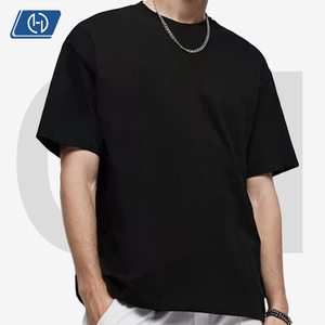 220g 남성용 100% 코마면 티셔츠 루즈핏 와이드 크루넥 단색 캐주얼 반팔 편안한 핏 데일리 베이직 - Product Image 1