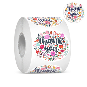 Logo Custom Made Thank You Roll Label Card Thank You Waterproof Floral Thank You <strong>Stickers</strong> for Bakery Boxes <strong>Party</strong> <strong>Bags</strong> - Product Image 1