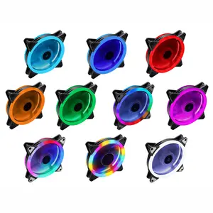 120mm computador rgb refrigerar ventilador, pc 12v 6pin duplo led anel multicolor modos de controle remoto silencioso pc fã