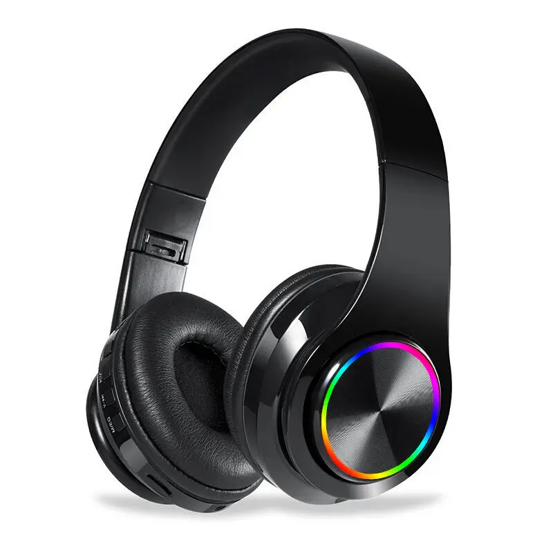 Headphone Bluetooth Warna-warni Nirkabel Di Atas Telinga Headphone dengan Mikrofon Bass Dalam Stereo Headset untuk PC