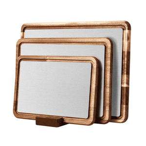 Tabla de cortar de acero inoxidable y madera titanio WDF-Tabla de cortar de acero inoxidable y madera Premium de doble cara - Product Image 1