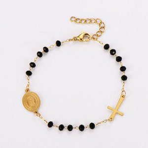 Religious 316L Stainless Steel 14k 18k Gold Plated Catholic Bead Bracelets With Charms Rosary Virgin Mary Bracelet for Women <b>Men</b> - Product Image 5
