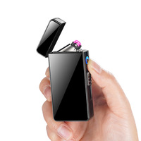 Briquet électronique à logo laser, double alimentation gaz et USB, flamme bleue à arc pulsé, torche au butane, allume-cigare et allume-cigare de luxe