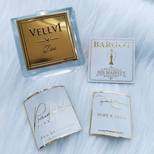 Étiquettes de parfum de luxe personnalisées, étiquettes cosmétiques en cuir, étiquettes de luxe en forme d'arche, autocollants imperméables pour parfum avec logo - Product Image 1