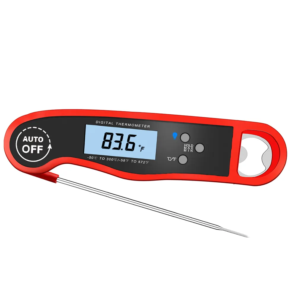 Termometer daging Digital antiair, termometer baca instan terbaik dengan fungsi lampu latar kalibrasi, termometer makanan M0256