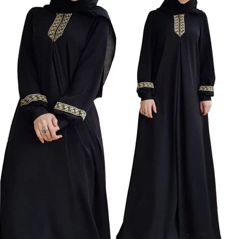 2024 eid nuovo design tradizionale costume etnico islamico in tinta unita ricamo cardigan con cerniera abaya abaya