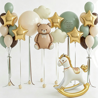 Ballon en aluminium 3D mat en forme de cheval à bascule, motif dessin animé, pour décoration de fête d'anniversaire garçons et filles, vente en gros