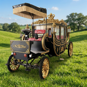 Véhicule de tourisme électrique 6 places économique de type calèche royale avec sièges rouges, style vintage sans chevaux, pour usage commercial - Product Image 1