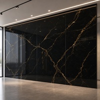 Panneau mural en marbre UV WYRAX 1220x2440mm 3.0mm Noir Or Marbre Luxe Haute Brillance Étanche pour Salle d'exposition et Dosseret de Cuisine